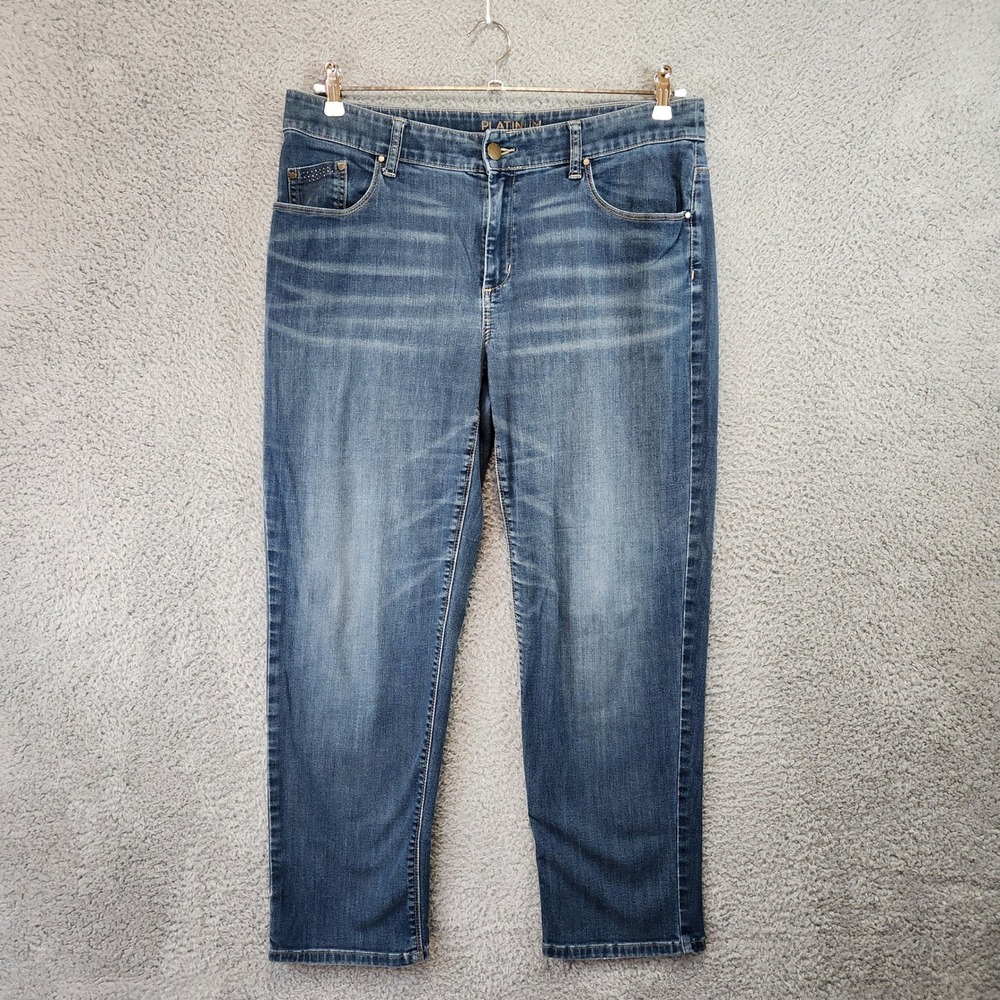 Chicos Platinum Straight Leg‎ Jeans Womens Size 2 (Measures 35x26.5) Medium Wash